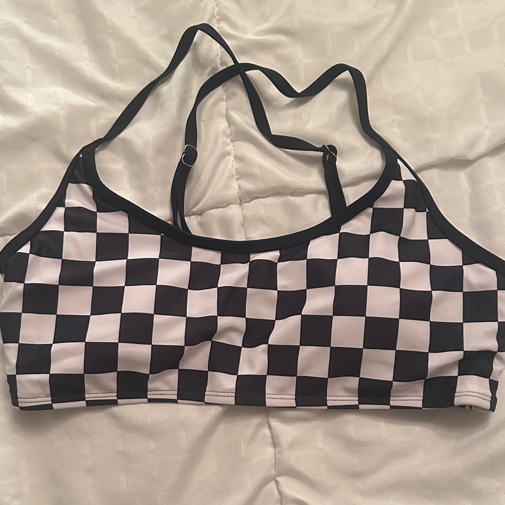 Checkered Black and White Women's Bralette